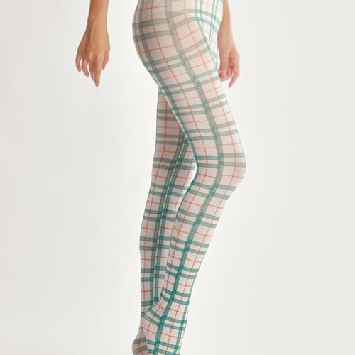 Premium Velvet Fashion Checkered Plaid Leggings Patterned Tights for Women with Designs 140D Pantyhose Opaque Stockings4