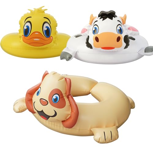 HOHQB Split Ring Floatie Kids Pool Floats Toddler Pool Floats for Kids Ages 3-8! (Dog,Duck,Cow)