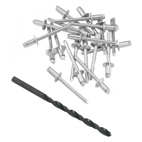 ASSA - Kit 20 Rivets INOX avec sa mèche 5mm - Rénovation Echappement Silencieux Moto Scooter - Taille 4.8x12mm Cover