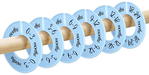 Image of Pro Goleem Baby Closet Dividers Blue Baby Closet Organizer for Nursery Baby Clothes Size Age Dividers Fits 1.5" Rod 6 PCS