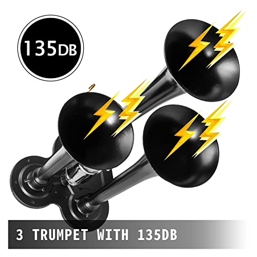 Kit de bocina de aire 12V de 4 trompetas metálicas con tanque de 6L de alta resistencia 6
