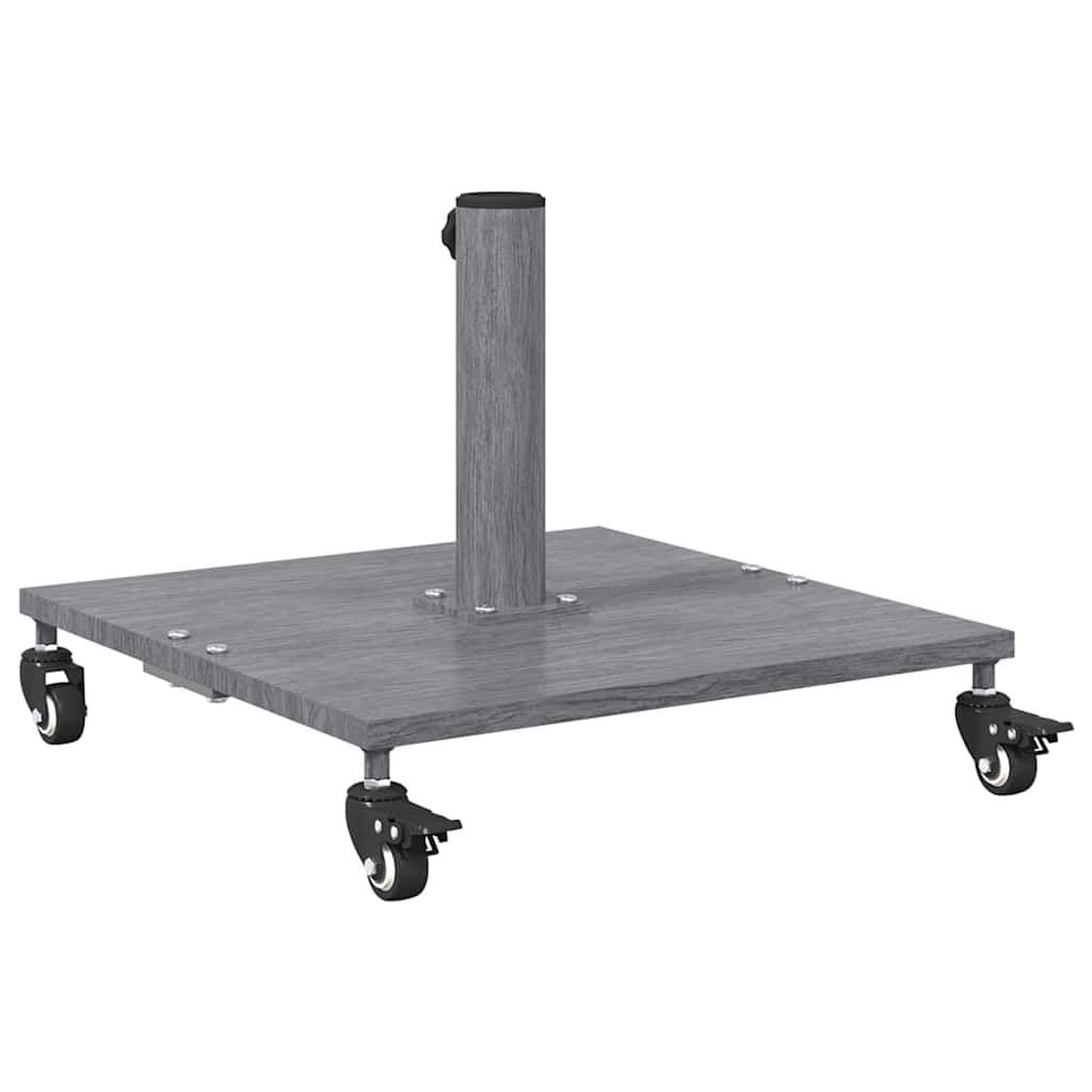 Supporto per ombrellone grigio scuro, effetto legno, in acciaio, 45 x 45 x 31,5 cm, con piedini regolabili, per balcone, terrazza, giardino, cortile, patio, stabile base per ombrellone con
