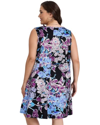 Image of elescat Plus Size Summer Dresses for Women Sleeveless Pockets Beach Tshirt Tank Sundress 2026