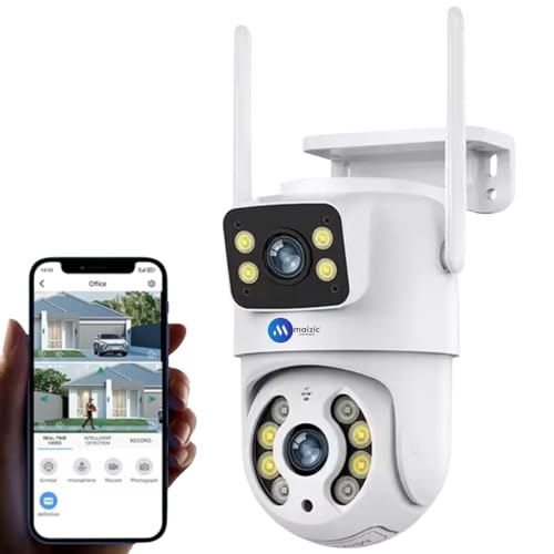Image of Maizic Smarthome Supercam Fox 5MP+5MP Dual Lens WiFi Outdoor CCTV Camera | Full HD | Color Night Vision | Human Detection | 2-Way Audio | Multi-User View | 128GB SD Card Support | Waterproof