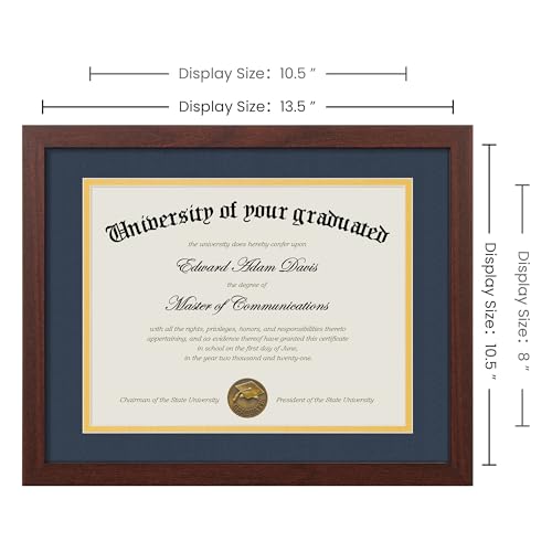 Image of upsimples Diploma Frame with HD Glass, 11x14 Mahogany, 1 Pack