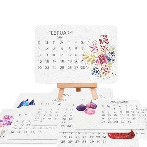 Tiiyee Plantable Seed Calendar 2026 Monthly Seed Paper Planner with Stand