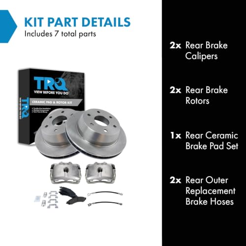 Image of TRQ Brake Pad & Rotor Kit Ceramic Compatible with 2005-2006 Cadillac Escalade 2002 GMC Yukon