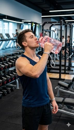 Image of 2.2L Half Gallon Water Bottle with Time Marker & Handle - Large Leakproof Motivational Sports Jug for Gym, Workout, Office & Outdoor Hydration - BPA Free Reusable Container (Pink) (Pink)