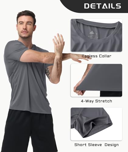 Image of 3 Pack Mens Swim Shirt Workout Shirts UPF 50+ Short Sleeve Rash Guard Fast Dry Sun Protection Lightweight Water Shirt