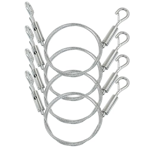 Image of 4 Pack 1m x 1.5mm Adjustable Picture Hanging Wire Kit, 3.3FT Heavy Duty Stainless Steel Wire Rope for Hanging Pictures /Artwork /Mirrors