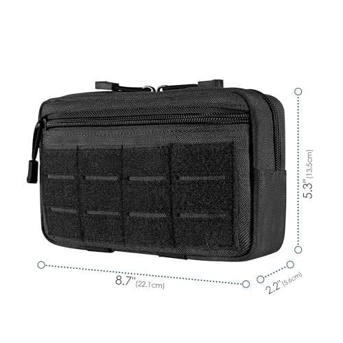 Image of Tactical Molle Admin Pouch Multi-Purpose Tool Pouch Bag Fits Tactical Backpacks Combat Vest with US Flag Patch and Keychain
