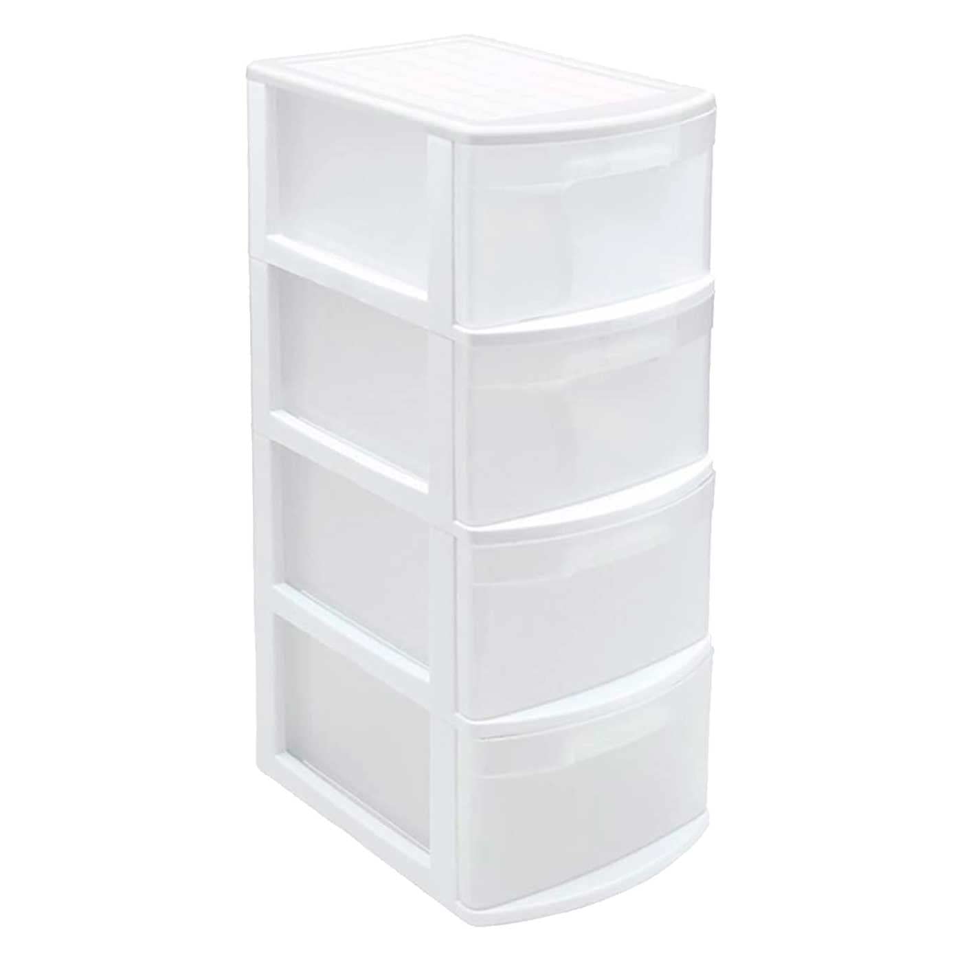 Acan Tradineur Tamesis Multi-Purpose 4 Drawer Chest of Drawers - Without Wheels - Made of Plastic - 78 x 28.5 x 39 cm - White