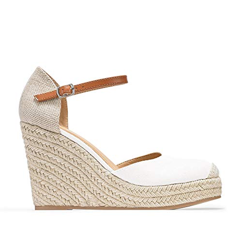 Image of FISACE Womens Summer Espadrille Heel Platform Wedge Sandals Ankle Buckle Strap Closed Toe Shoes