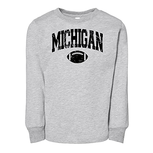 Football Michigan Collegiate Toddler Kids Long Sleeve T-Shirt 4T Heather Grey