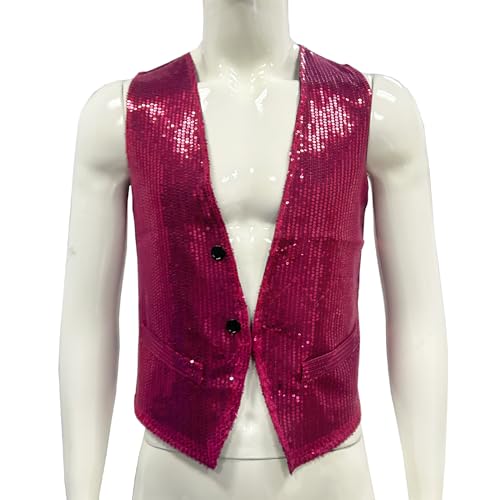 Men's Sparkling Sequin Vest V-Neck Slim Fit Waistcoat for Dancing Christmas Party Wedding Prom Events2