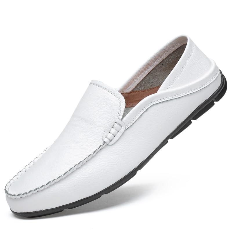 Men's Loafers Shoes Solid Color Round Toe Leather Loafers Slip Resistant Lightweight Flexible Wedding Casual Slip-on2