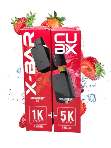CUBX- double pod remplissable (batterie non incluse) sans nicotine ni tabac, Vente interdite aux personnes âgées de moins de18 ans (saveur : Fraise Glacée)