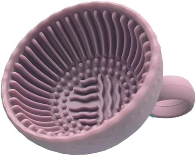 Limpiador de brochas de maquillaje de silicona, herramienta de lavado portátil con cuenco para rutinas de belleza impecables (morado oscuro)