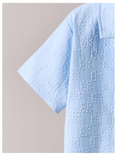 Image of GORGLITTER Boy's Summer Outfits Vacation Beach Linen Sets 2 Piece Sets Short Sleeve Button Down Shirts Top and Shorts