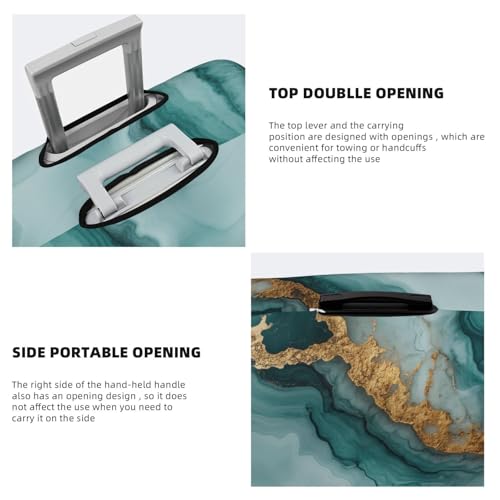 Light Blue And Gold Marble Elastic Travel Luggage Covers Dustproof Scratch-Resistant Suitcase Protector Fit 22-24 Inch3