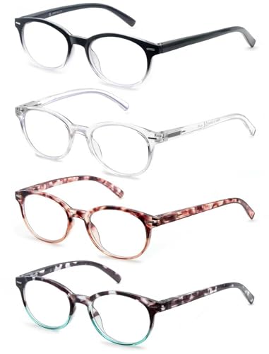 OLOMEE Women's Reading Glasses +2.00, Small Face, 4 Pack