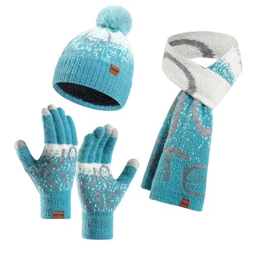 Ensemble Bonnet Écharpe Femme Chaud avec Gants et Tour de Cou Thermique