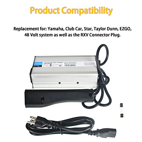 Wflnhb 48V/6A Rxv Golf Cart Battery Charger Replacement For Star Ezgo Club Car Ds Ezgo Txt Yamaha #TOP2