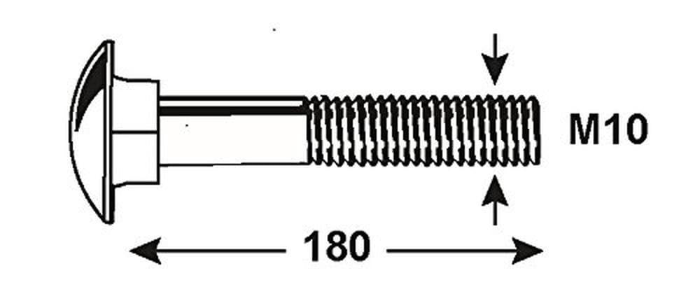 Connex Śruby zamkowe M10 x 180 mm, ocynkowane, DIN 603, 1000 g, KL4111180
