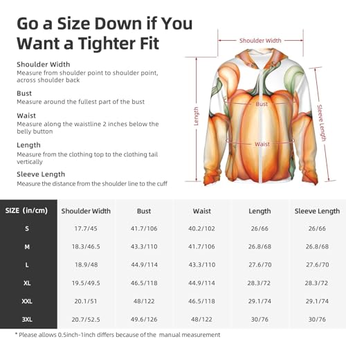 UPF 50+ Sun Protection Hoodie Long Sleeve Fall Watercolor Pumpkins Sun Shirt Rash Guard Fishing Shirts for Men2