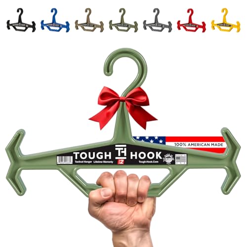 Tough Hook Original Heavy Duty Hangers – The Superhero of Hangers | American Made,Anti-Slip Premium Tactical Hanger for Police Gear,Scuba Gear & Dive BCD 200-lb Cap Wetsuit Hanger, 1 Foliage