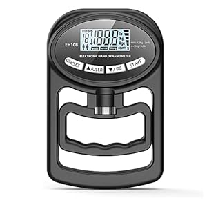 265 lbs / 120 kg Hand Dynamometer Grip Strength Trainer Electronic Hand Grip Strength Tester Grip Strengthener, Black