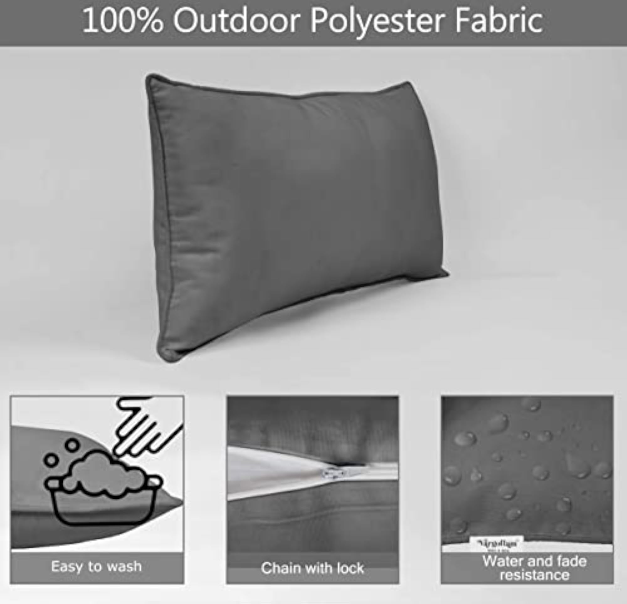 Indoor/Outdoor Polyester Lumbar Pillow Cover Set of 2