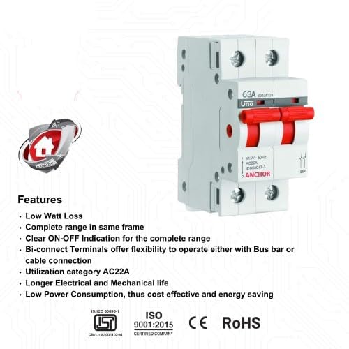 Image of Polycarbonate Series 63Amps Dual Pole Isolator (White) | VOLTAGE 415-50Hz Samart saver electican loyalty progaram