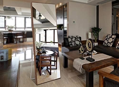 H & A 65"x24" Full Length Floor Mirror, Free Standing Dressing Mirror Bedroom (Brown)