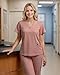 Eadflie Scrubs for Women Set - 8-Pocket V-Neck Scrub Uniform, Stretch Jogger Pants, Medical Workwear for Nurses, Pet Care (Pink/XS)