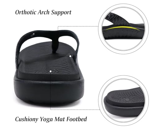 Image of KuaiLu Womens Flip Flops Arch Support Yoga Mat Cushioned Thong Sandals | Ladies Comfortable Walking Slides For Plantar Fasciitis Slip On Indoor Outdoor For Summer