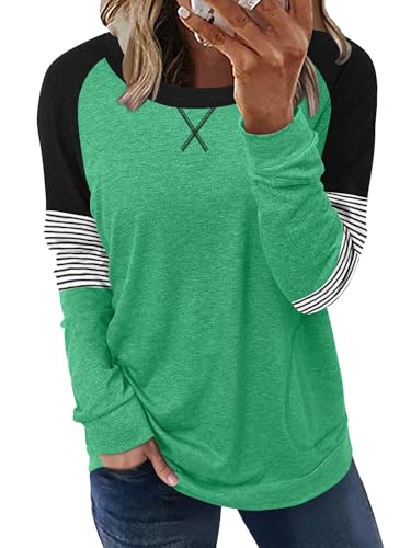 ONLYSHE Womens Crewneck Sweatshirt Casual Loose Fitting Tops Long Sleeve T Shirt