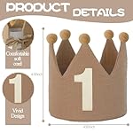 Handmade Crown Hat 1st Birthday for Baby Boy Girl 1-3 Years Birthday Party Decoration Headband - Image 4