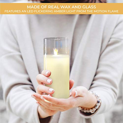 Image of Lumabase Battery Operated 10 inch Glass Hurricane LED Candle with Flickering Flame