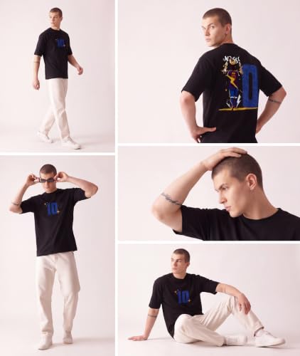 Image of Unisex Cotton Football Graphic Print Oversized Fit T-Shirt