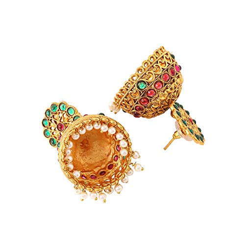 Women's Crystal Studded Jhumka Earrings