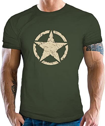 Vintage Star Camiseta clásica para los fans del ejército estadounidense, verde oliva, XXXL