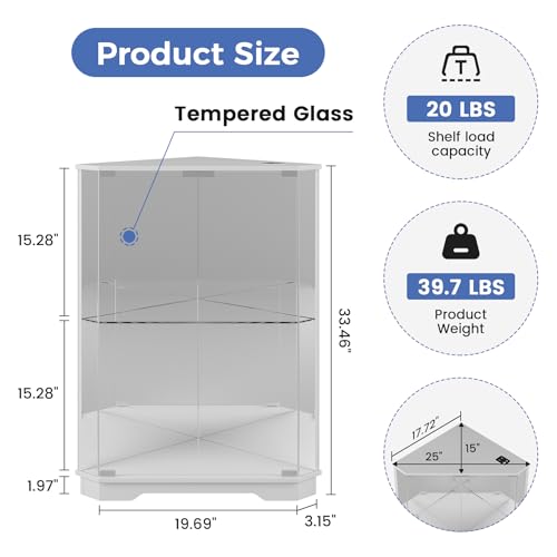 Dystler Small 2-Tier Corner Display Cabinet with Glass Doors - image 2