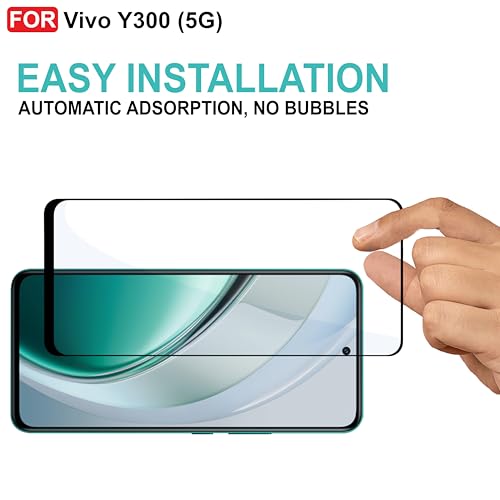 Image of CEDO Tempered Glass for Vivo Y300 (5G) | Screen Protector Full HD Quality Tempered Glass Anti-Scratch Edge to Edge Coverage with Easy Installation Kit (Black)