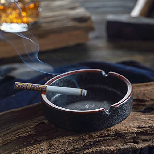Ceramic Ashtray，Home Ashtray，Ashtray，Cigarette Ashtray For Indoor Or Outdoor Use，Coffee Bar Ashtray，Cool Lava Dazzling Black Ashtray #TOP3