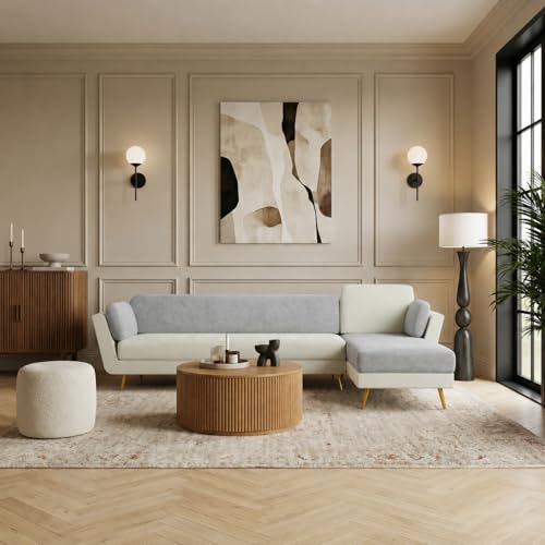 Image of Nuvola Air Latex Fabric Sofa (Stone Grey & Cream, 5) | 100% Latex