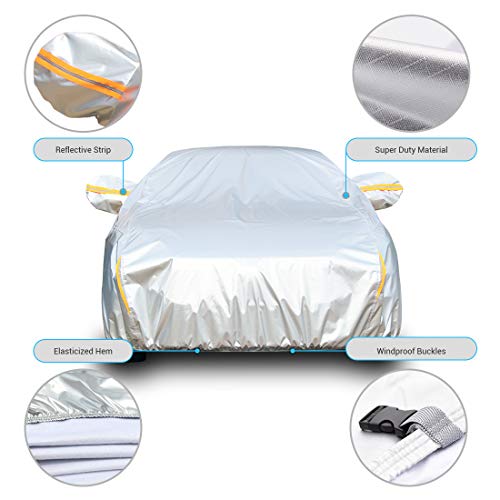 Image of Tecoom 600D Heavy Duty Multiple Layers Car Cover Waterproof All Weather Fit for Ford Crown Victoria, Cadillac DTS Mercury Grand Marquis Lincoln Continental Town Car Chevy Caprice etc. Soft Fleece /Lock
