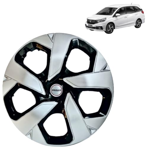 Image of Prigan Mobilio Black Silver Wheel Cover 15 inch for Honda Mobilio (Set of 4 Pcs) (Press Fitting) Model- Punch Reverse 15