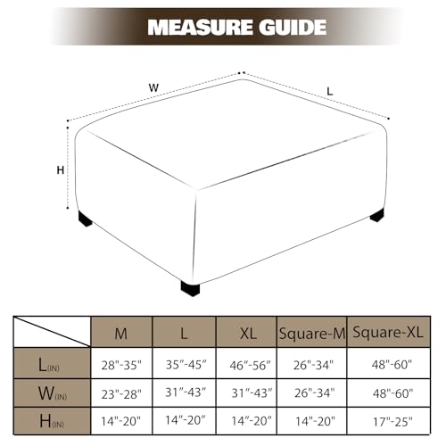 Image of NeColorLife Rectangle Ottoman Cover Jacquard Fabric Ottoman Slipcover Thick Stretchable Footrest Stool Covers for Oversized Square and Rectangle Ottoman,X-Large Size,Brown