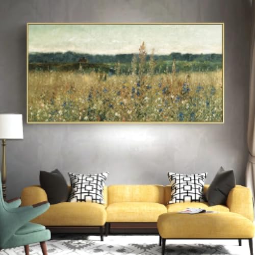 Art abstrait paysage de fleurs sauvages de qualité supérieure, impression d'art vintage 85x170cm